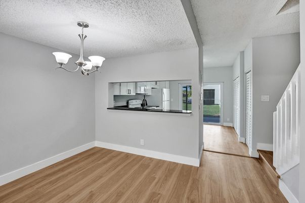 Chandelier, Empty room, Interior, Pendant Lights, Wood Texture Flooring