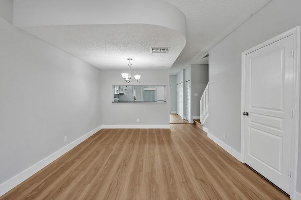 Chandelier, Empty room, Interior, Wood Texture Flooring