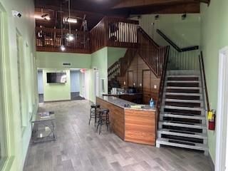 Interior, Kitchen, Pendant Lights, Wooden Beams, Wood Texture Flooring