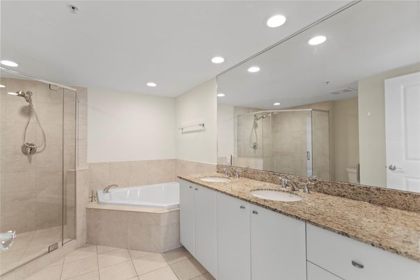 Bathroom, Dual Sink Vanities, Glass Shower, Interior, Recessed Lighting