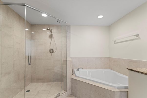Bathroom, Glass Shower, Interior, Recessed Lighting