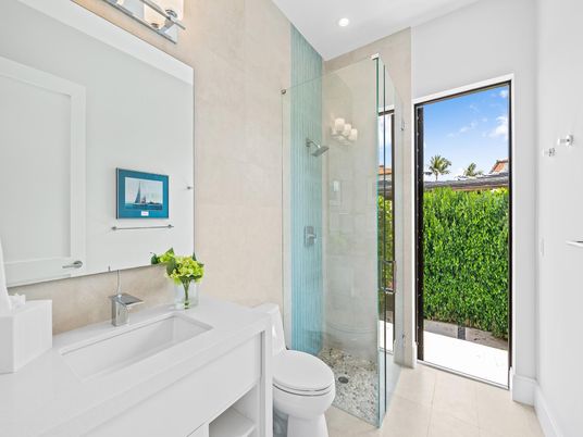 Bathroom, Glass Shower, Interior, Recessed Lighting