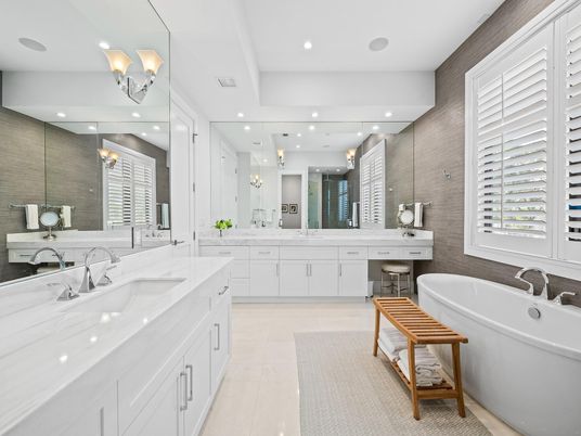 Bathroom, Dual Sink Vanities, Interior, Pendant Lights, Recessed Lighting