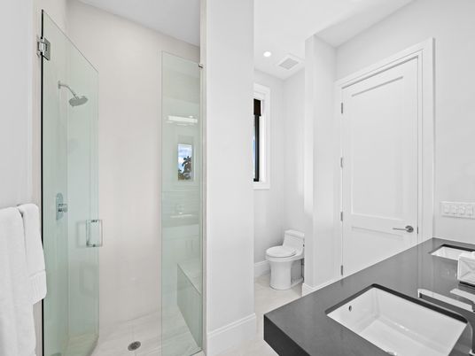 Bathroom, Glass Shower, Interior, Recessed Lighting