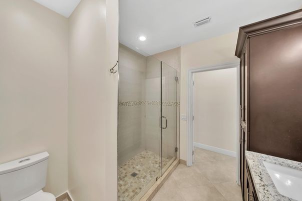 Bathroom, Glass Shower, Interior, Recessed Lighting