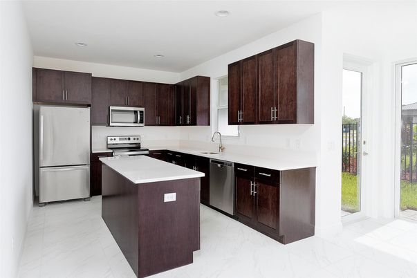 Interior, Kitchen, Marble, Recessed Lighting, Stainless Steel Appliances