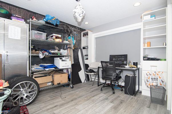 Home Office, Interior, Recessed Lighting, Wood Texture Flooring