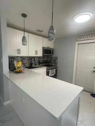 Interior, Kitchen, Marble, Pendant Lights