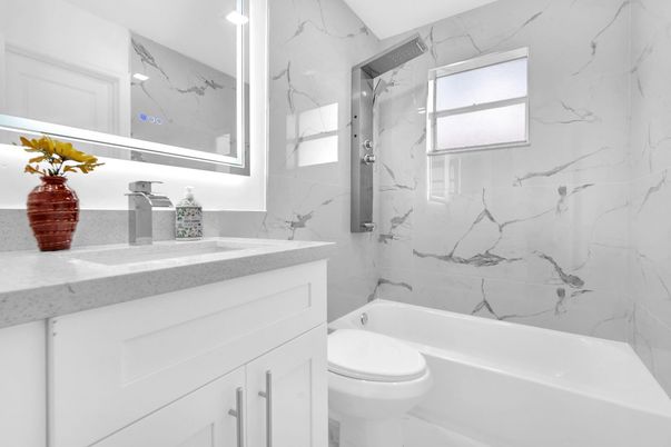 Bathroom, Glass Shower, Interior, Marble Walls