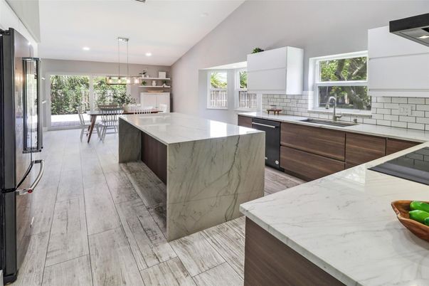 Interior, Kitchen, Stainless Steel Appliances, Wood Texture Flooring