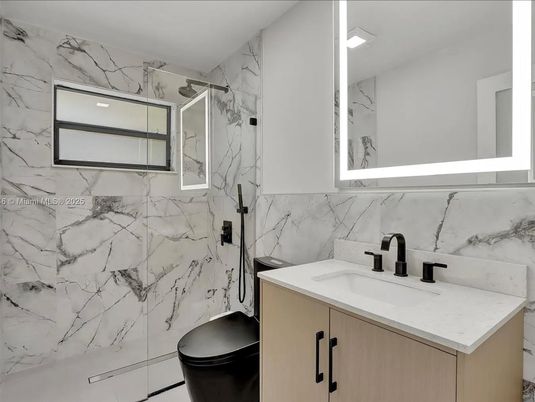 Bathroom, Glass Shower, Interior, Marble Walls