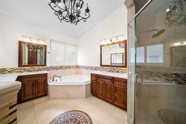 Bathroom, Dual Sink Vanities, Glass Shower, Interior