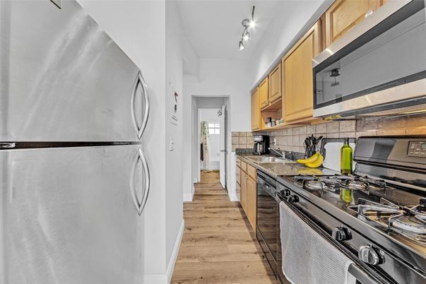Interior, Kitchen, Stainless Steel Appliances, Wood Texture Flooring