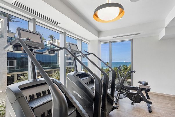 Fitness Equipment, Gym, Interior, Water, Wood Texture Flooring
