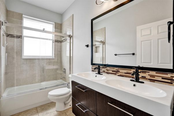 Bathroom, Dual Sink Vanities, Glass Shower, Interior