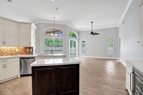Interior, Kitchen, Pendant Lights, Wood Texture Flooring