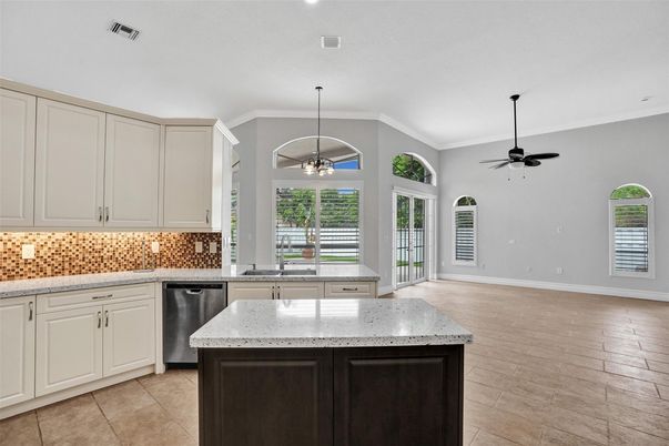 Interior, Kitchen, Pendant Lights, Recessed Lighting, Wood Texture Flooring