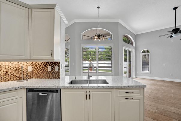 Interior, Kitchen, Pendant Lights, Wood Texture Flooring