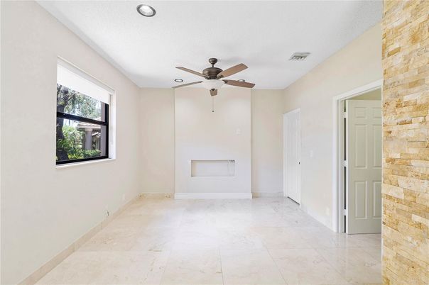 Empty room, Interior, Recessed Lighting, Stone Walls