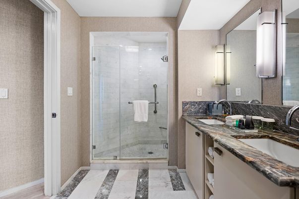 Bathroom, Dual Sink Vanities, Glass Shower, Interior