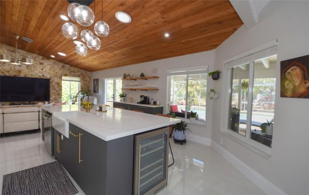 Interior, Kitchen, Pendant Lights, Recessed Lighting, Wooden Ceilings