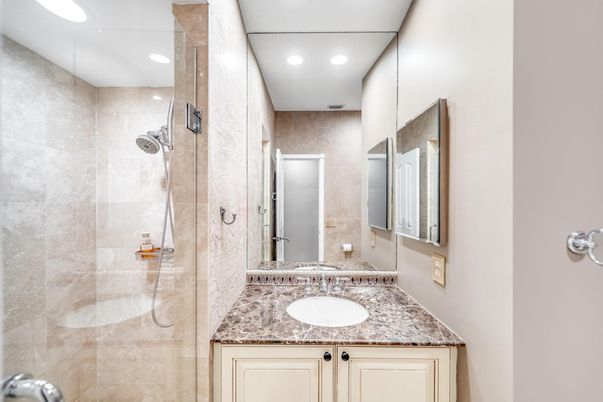 Bathroom, Glass Shower, Interior, Recessed Lighting