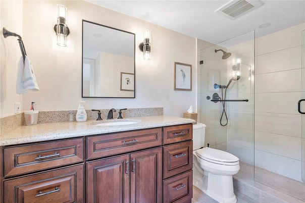 Bathroom, Dual Sink Vanities, Glass Shower, Interior