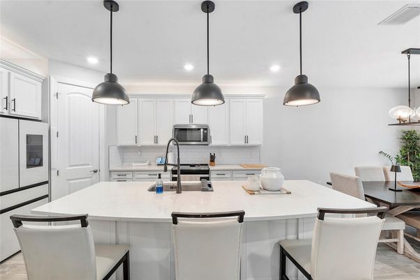 Interior, Kitchen, Pendant Lights, Recessed Lighting, Stainless Steel Appliances