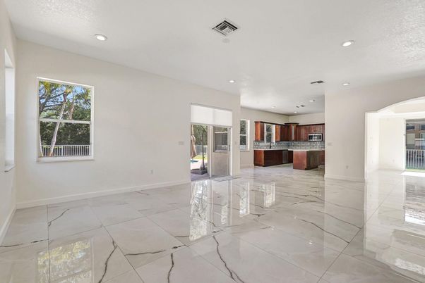 Interior, Kitchen, Marble, Recessed Lighting, Stainless Steel Appliances