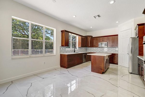 Interior, Kitchen, Marble, Recessed Lighting, Stainless Steel Appliances
