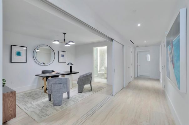 Home Office, Interior, Recessed Lighting, Wood Texture Flooring