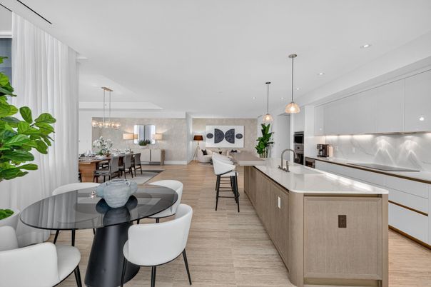 Dining room, Interior, Kitchen, Living room, Pendant Lights, Recessed Lighting, Wood Texture Flooring