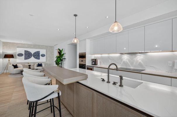 Interior, Kitchen, Living room, Pendant Lights, Recessed Lighting, Stainless Steel Appliances, Wood Texture Flooring