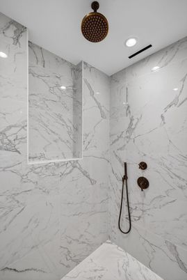 Bathroom, Interior, Marble, Marble Walls, Recessed Lighting