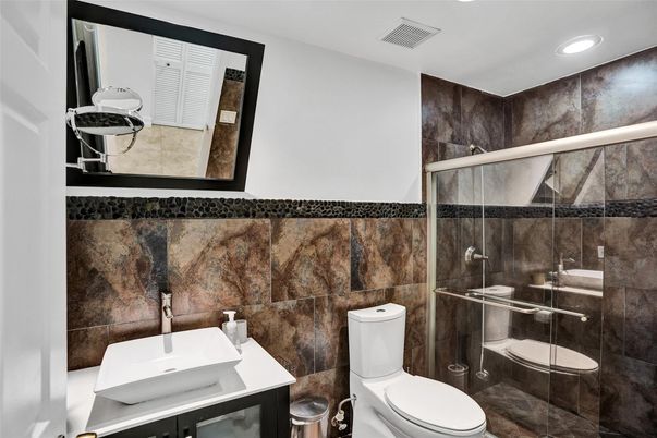 Bathroom, Glass Shower, Interior, Recessed Lighting