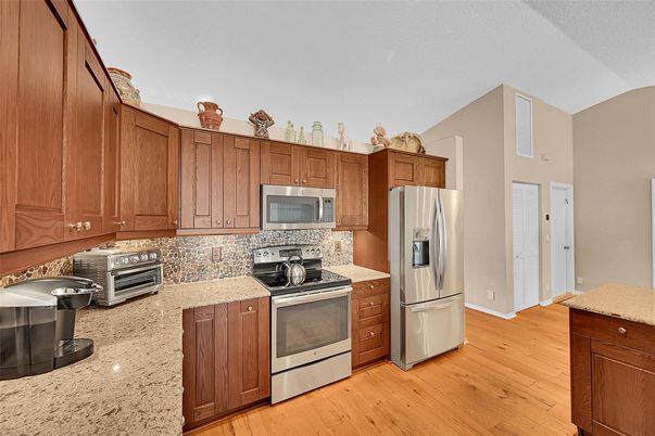Interior, Kitchen, Stainless Steel Appliances, Wood Texture Flooring