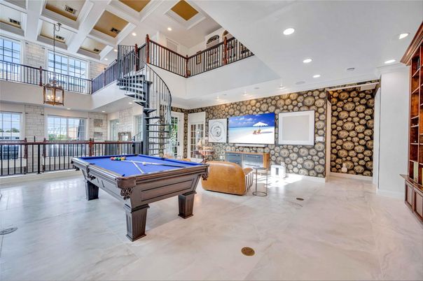 Billiard Table, Game Room, Interior, Recessed Lighting