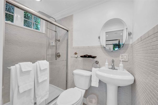 Bathroom, Glass Shower, Interior, Recessed Lighting