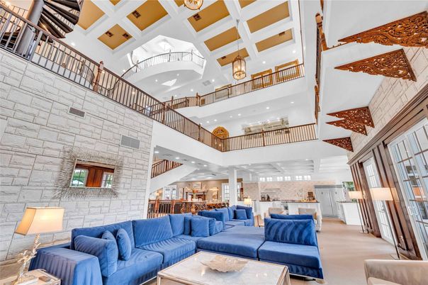 Interior, Living room, Recessed Lighting, Stone Walls