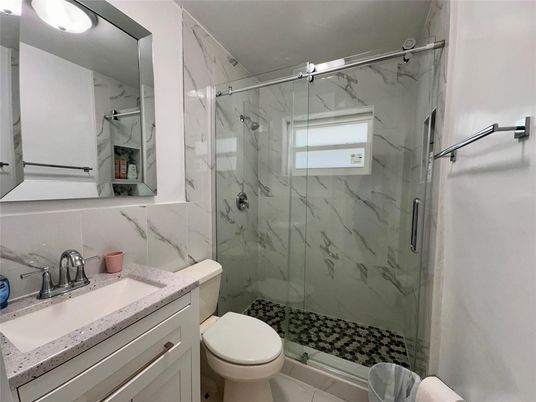 Bathroom, Glass Shower, Interior, Marble Walls