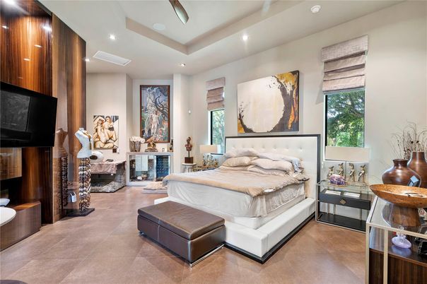 Bedroom, Fireplace, Interior, Recessed Lighting