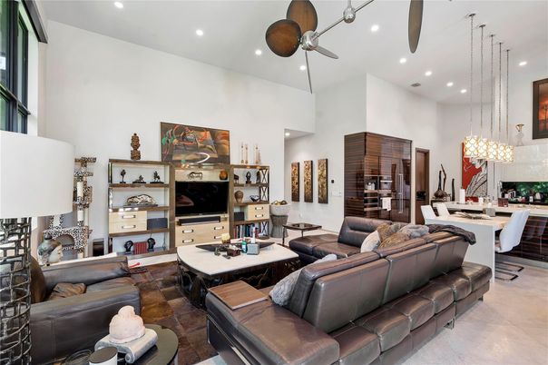 Dining room, Fireplace, Interior, Living room, Pendant Lights, Recessed Lighting