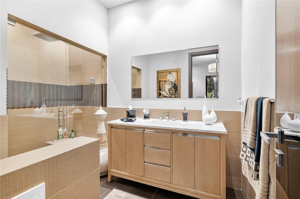 Bathroom, Dual Sink Vanities, Glass Shower, Interior