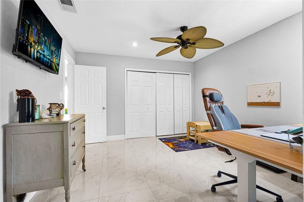 Home Office, Interior, Marble, Recessed Lighting