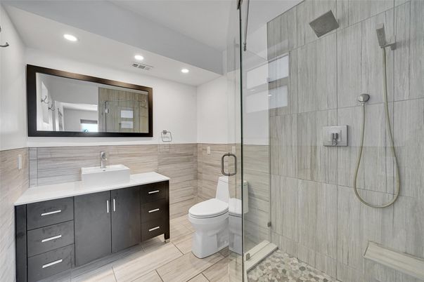 Bathroom, Glass Shower, Interior, Recessed Lighting