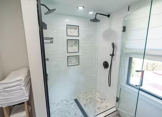 Bathroom, Glass Shower, Interior, Recessed Lighting