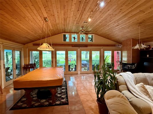 Billiard Table, Game Room, Interior, Pendant Lights, Wooden Ceilings