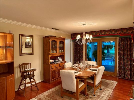 Chandelier, Dining room, Interior, Wood Texture Flooring