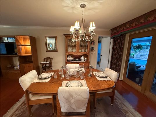 Chandelier, Dining room, Interior, Wood Texture Flooring