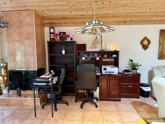Home Office, Interior, Pendant Lights, Wooden Ceilings